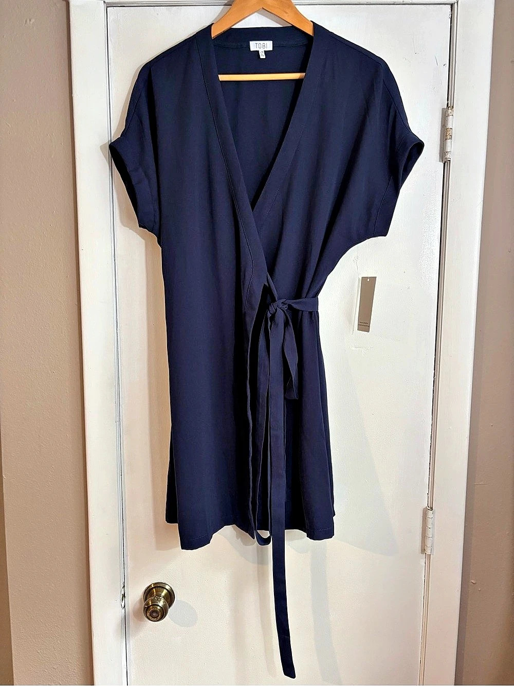 TOBI Wrap Mini Dress in Navy Blue
